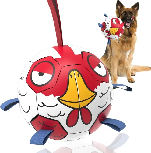 Vista 10 de QDAN Pelotas de juguete para perros: Pelota de fútbol para entrenamiento de mascotas con correas - Pelota para cachorros, extra pequeña, pelotas