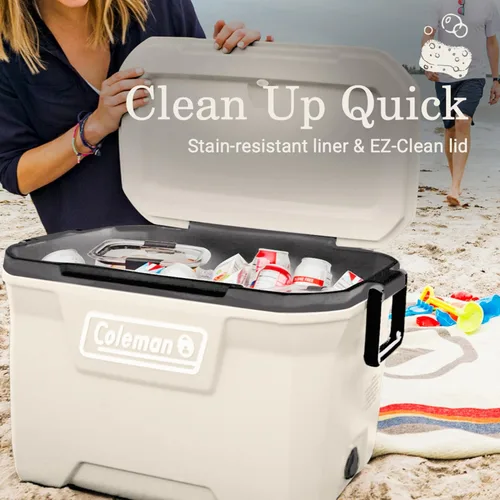 Vista 7 de Coleman Classic Series Insulated Portable Cooler, Leak-Resistant Outdoor Hard Cooler Keeps Ice up to 5 Days, 52/70/120/150 Quart