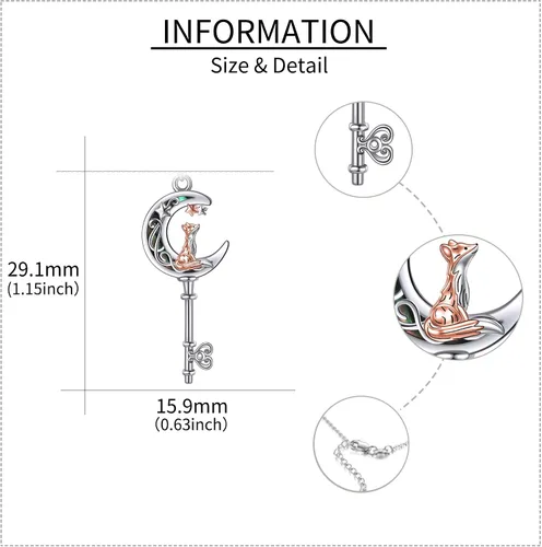 Vista 4 de Collar de plata de ley con colgante de zorroserpienteunicorniobúho en la lunaconejocaballo, joyería de regalo para mujeres, mamá, hermana
