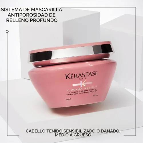 Vista 2 de Kerastase Chroma Absolu - Mascarilla para el cabello con relleno profundo antiporosidad Para cabello teñido dañado Fortalece e hidrata Con