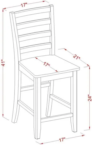 Vista 6 de East West Furniture TRFA5-BLK-W - Juego de pub de 5 piezas de altura de mostrador que incluye una mesa redonda de comedor y 4 sillas de cocina, 42 x