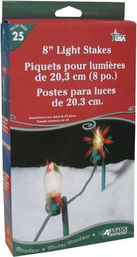 Vista 3 de Estacas de luz navideñas Adams de 8 pulgadas, 25 unidades (9104-99-1640), Verde