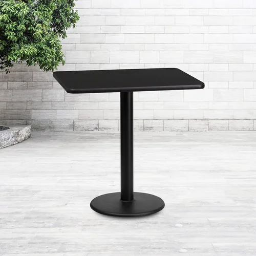 Vista 2 de Flash Furniture Mesa rectangular laminada negra de 24 x 30 pulgadas con base de altura de mesa redonda de 18 pulgadas
