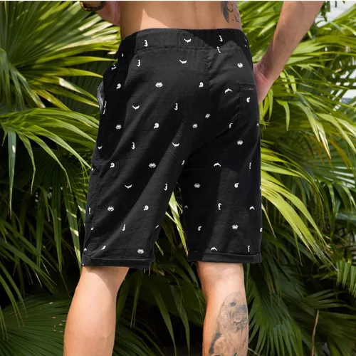 Vista 4 de Boisouey - Pantalones cortos de verano para hombre, de lino, estilo informal