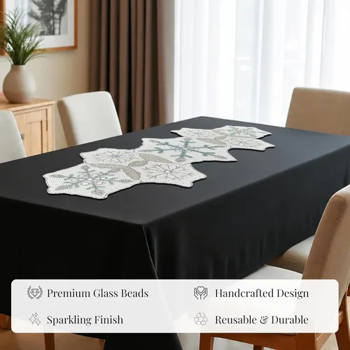 Vista 7 de Camino de mesa con cuentas de 36 pulgadas de diseño elegante infinito - Decoración de mesa para bodas, fiestas, días festivos, regalos y uso diario