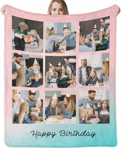Vista 28 de D-Story Manta personalizada con fotos, manta de fotos personalizada con cualquier texto, manta de forro polar personalizada para cama, sofá