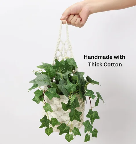 Vista 6 de Paquete de 2 Maceteros de Pared para Plantas de Interior, Colgador de Plantas de Macramé Macetero de Pared, Colgador de Plantas, Macetero Colgante