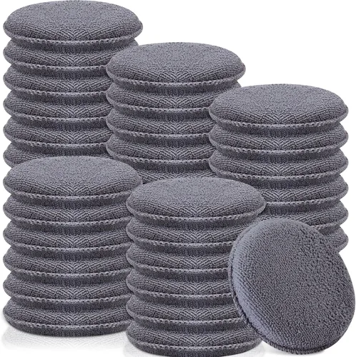Vista 12 de Tanlade 50 almohadillas de microfibra para detalles de automóvil, aplicador de cera, almohadillas de microfibra de lavado, 5 pulgadas de diámetro