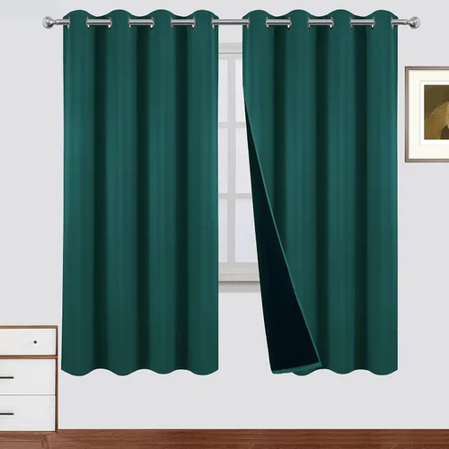 Vista 79 de LEMOMO Cortinas 100% opacas de 38 x 54 pulgadas, 2 paneles de oscurecimiento con aislamiento térmico para dormitorio