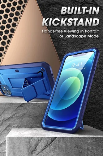 Vista 4 de SUPCASE Funda para iPhone 12/iPhone 12 Pro con protector de pantalla (Unicorn Beetle Pro), [soporte integrado y clip para cinturón] Funda protectora