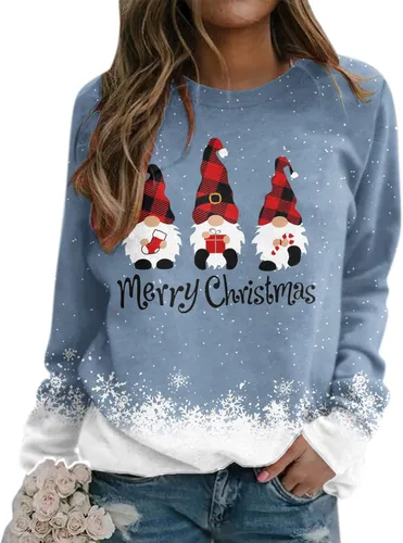 Vista 3 de Sudadera de impresión de Navidad para mujer Top Navidad de manga larga casual con capucha de manga larga Negro del viernes