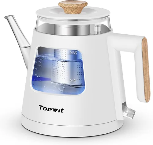 Vista 2 de TOPWIT Hervidor eléctrico de vidrio de 1L y olla eléctrica de 1.8L con vaporizador