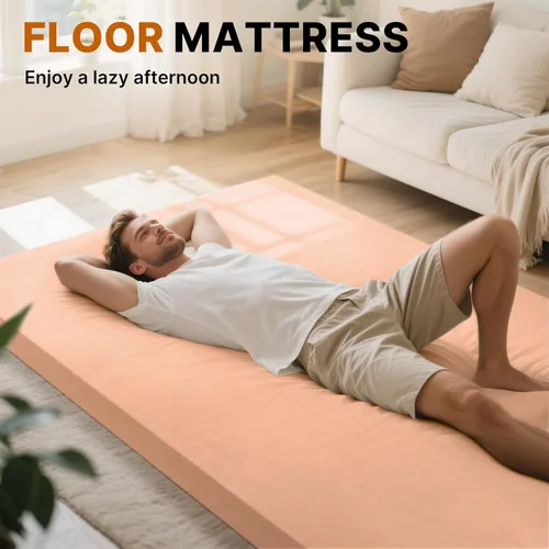 Vista 5 de Gaialoop Colchón de futón enrollable Glamping de espuma viscoelástica, cama japonesa para el suelo, colchón de campamento, colchoneta para dormir