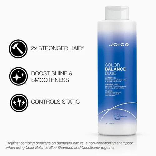 Vista 3 de Joico Champú y acondicionador de color azul Para cabello castaño aclarado Elimina los tonos naranja cobrizo Aumenta la vitalidad
