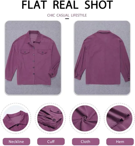 Vista 101 de ZOLUCKY Chaqueta de manga larga con botones para mujer, talla grande, blusas