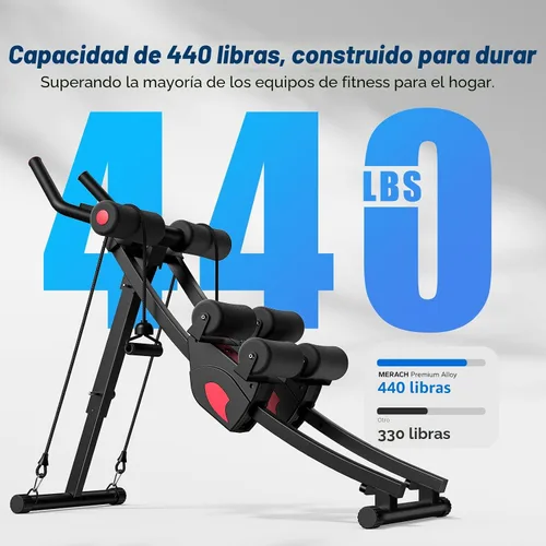 Vista 5 de MERACH Ab Machine, Adjustable Ab Trainer Machine, AB Workout Equipment for Home Gym, Independent Dual Tracks for Mountain Climber, Foldable for Home
