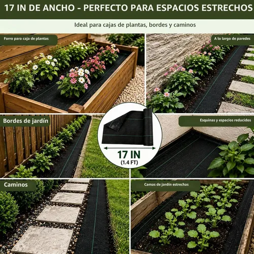 Vista 6 de EXTRAEASY Tela de barrera de malezas para jardín, tela de bloque de malezas resistente de 3.2 onzas, mantillo tejido para paisajismo, cubierta