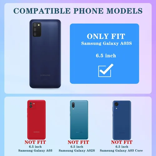 Vista 2 de Funda 3 en 1 para teléfono Samsung Galaxy A03S con purpurina brillante para mujeres y niñas, cubierta brillante con bonito diseño floral de flores