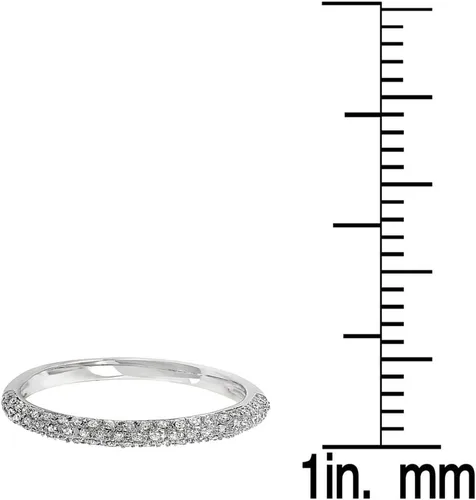 Vista 2 de Dazzlingrock Collection Anillo apilable de 0,25 quilates con diamantes redondos de 18 quilates para mujer, de oro blanco