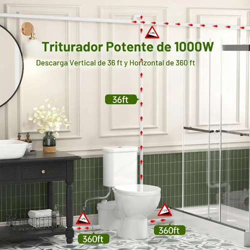 Vista 3 de SUPERFLO Bomba maceradora de 1000 W con 4 entradas de agua