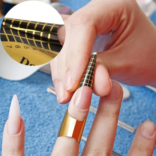 Vista 6 de KINGMAS 100 calcomanías de guía de formas de uñas, números marcados para uñas, calcomanías de uñas acrílicas, puntas de extensión de gel