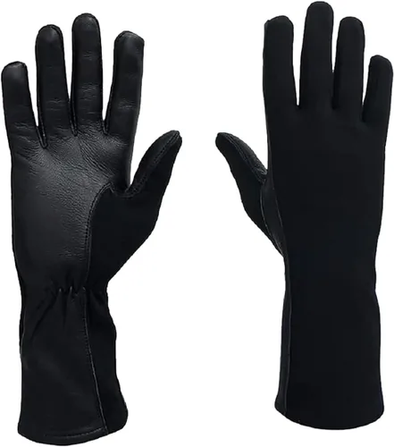 Vista 6 de Guantes de vuelo Nomex, guantes de trabajo de cuero para hombres, piel de oveja suave y duradera para conducción, vuelo, jardinería y caza