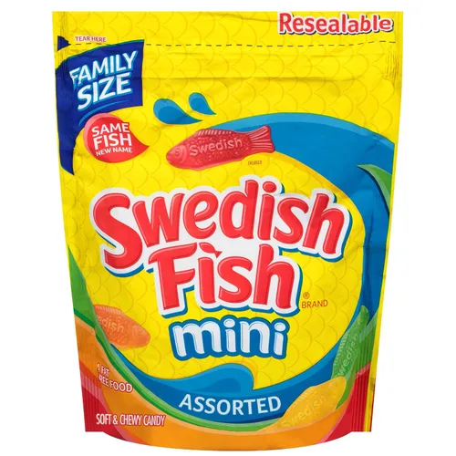 Vista 19 de SWEDISH FISH Caramelos suaves y masticables de limonada de frambuesa azul, caramelos a granel, bolsas de 12-3.59 onzas