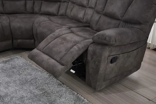 Vista 5 de Betsy Furniture Sofá seccional reclinable de microfibra grande para sala de estar en gris 8019 [izquierda o derecha]