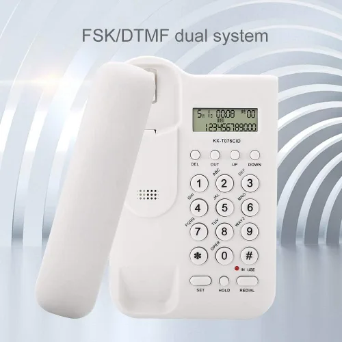 Vista 9 de TOPINCN Teléfono con cable Teléfono fijo para oficina Uso de escritorio en casa Blanco