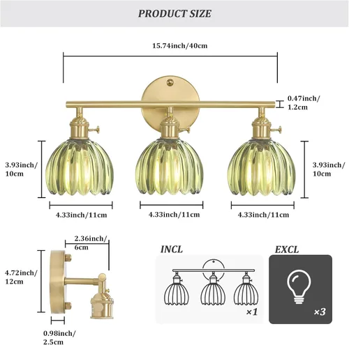 Vista 124 de Shenmoyl Lámparas de baño, lámpara de pared de 2 luces para tocador sobre espejo con pantalla de vidrio tulipán blanco para dormitorio, sala