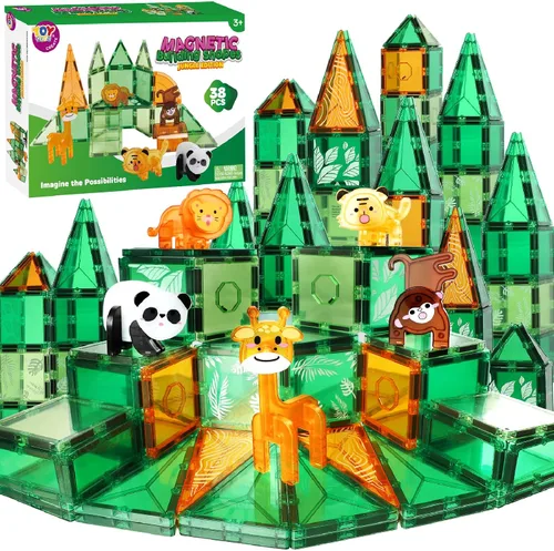 Vista 9 de TOY Life Azulejos Magnéticos para Niños de 4-8 Años, Juguetes Magnéticos para Niños Pequeños de 3+, Juguete de Construcción con Azulejos Magnéticos