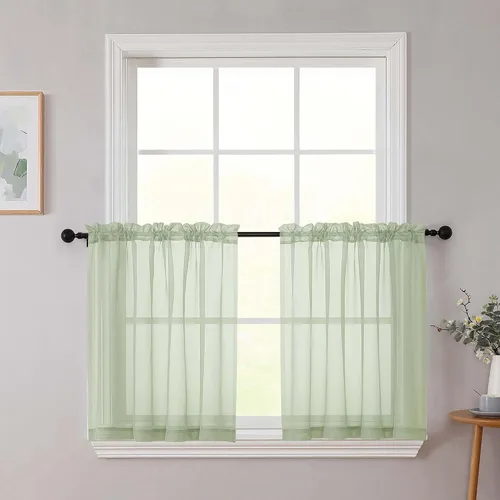 Vista 141 de 2 paneles de cortinas traslúcidas blancas para dormitorio, sala de estar, 96 pulgadas de largo, modernas, suaves, ligeras, con bolsillo para barra
