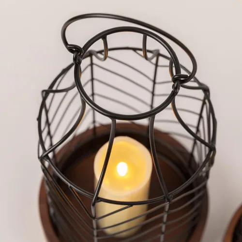 Vista 6 de Faroles decorativos para interiores, rústico, para velas, 2 unidades, metal