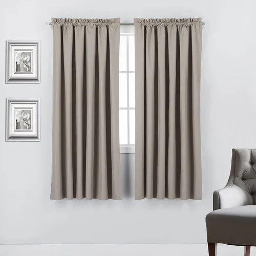 Vista 18 de Diamond Home Linens Cortinas opacas con dobladillo para cortinero de 45 pulgadas de largo para dormitorio, paneles de tratamiento de ventanas