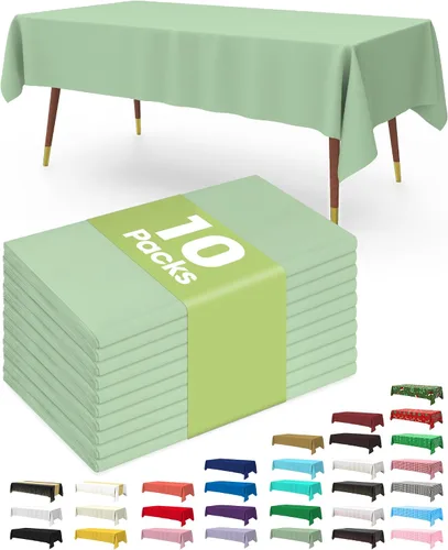 Vista 15 de Pureegg Juego de 10 manteles de plástico desechables, 54 x 108 pulgadas, para fiestas de cumpleaños, picnic, manteles blancos, rectangulares