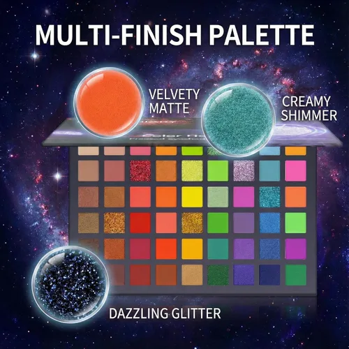 Vista 2 de Paleta de sombras de ojos profesional de 54 colores – Ultra pigmentado mate y brillante verde intenso, tonos bosque y oliva, fácil de mezclar