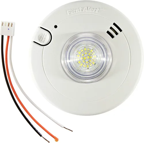 Vista 4 de First Alert BRK 7020BSL - Detector de humo para personas con discapacidad auditiva, cableado, con luz estroboscópica LED, color blanco