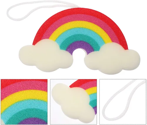 Vista 9 de Esponjas de ducha de baño de arco iris, esponja de baño, herramientas de baño para ducha de bola de baño de arco iris, 2 uds