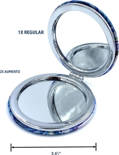 Vista 4 de Bonito espejo compacto de mano para niñas, espejo plegable para monederos, pequeño espejo de maquillaje, tamaño de bolsillo, espejo cosmético