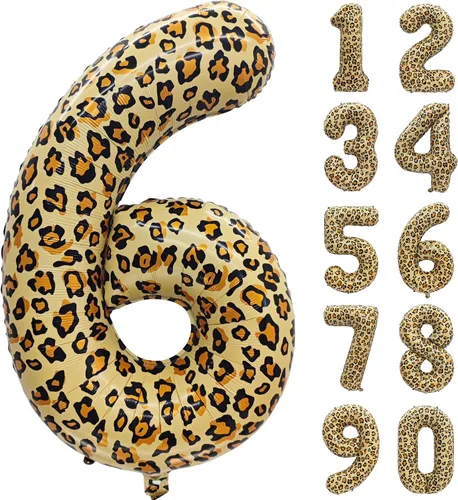 Vista 12 de Decoraciones de globos de letras de feliz cumpleaños con estampado de Estampado de leopardo