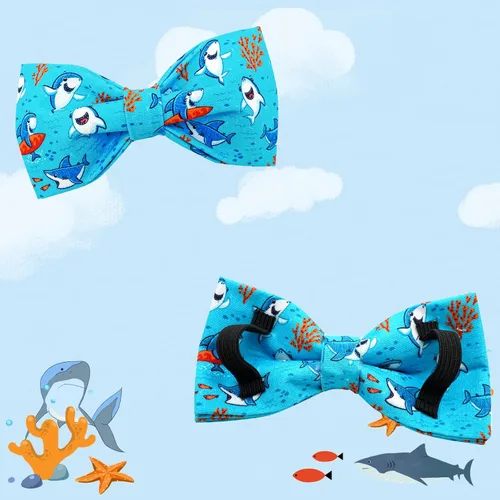Vista 4 de Collar para perro, con estampado de tiburón, collar para cachorro, collar para mascotas, collar de lazo para perros, suave, duradero, ajustable