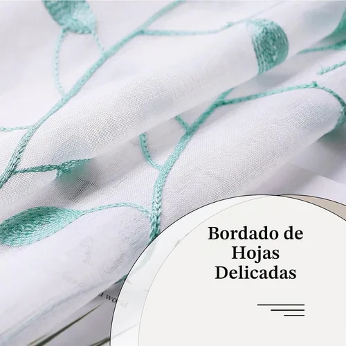 Vista 3 de MRTREES Cenefa de cortina transparente de Navidad, 2 paneles de cortinas bordadas con hojas pequeñas de 54 x 16 pulgadas, bolsillo para barra