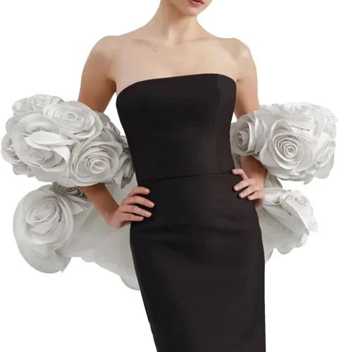 Vista 2 de Capa de bíceps para mujer con flores 3D para fiesta