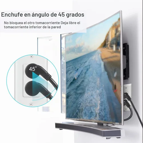 Vista 4 de Cable de alimentación universal para computadora, 6 pies/5.9 ft, NEMA 5-15P, enchufe plano a IEC 60320 C13, conector tipo ángulo izquierdo, cable