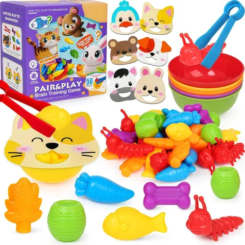 Vista 10 de Juguetes de clasificación de colores para niños pequeños, juegos de animales de contar y emparejar Montessori, actividades de aprendizaje