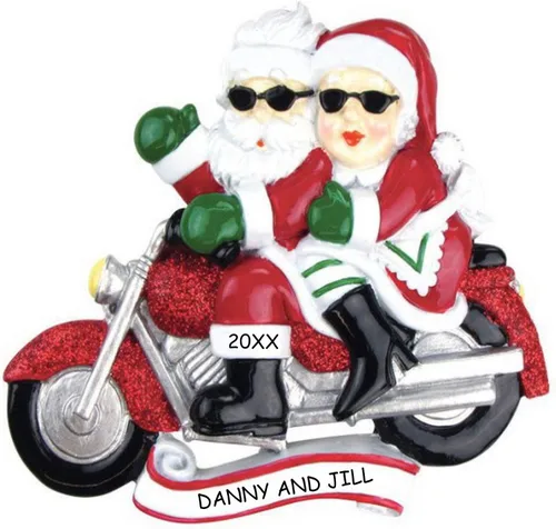 Vista 8 de Adorno Navideño Colgante Personalizado para Parejas Mr & Mrs Claus (Santa Genial y la Señorita Claus)