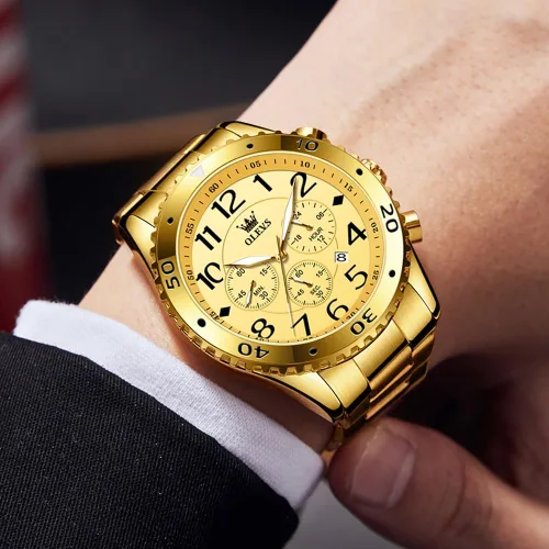 Vista 8 de OLEVS Relojes para hombre, cronógrafo, vestido de lujo, fase lunar, cuarzo, acero inoxidable, impermeable, luminoso, calendario de negocios, reloj