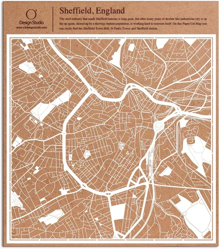 Vista 115 de O3 Design Studio Aberdeen - Mapa de papel cortado en papel blanco de 12 x 12 pulgadas