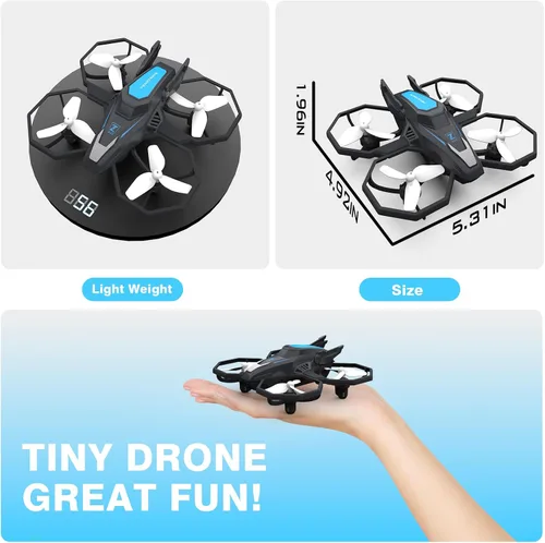 Vista 6 de Drones para niños con cámara, mini drones de control remoto para adultos con retención de altitud, despegue y aterrizaje con una tecla, 3 modos