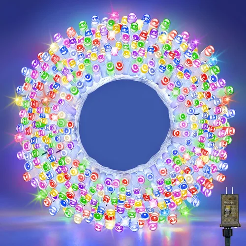 Vista 15 de Guirnalda de luces blancas cálidas de 33 pies, 100 luces LED impermeables en cable transparente, para interiores y exteriores, Navidad, boda, patio